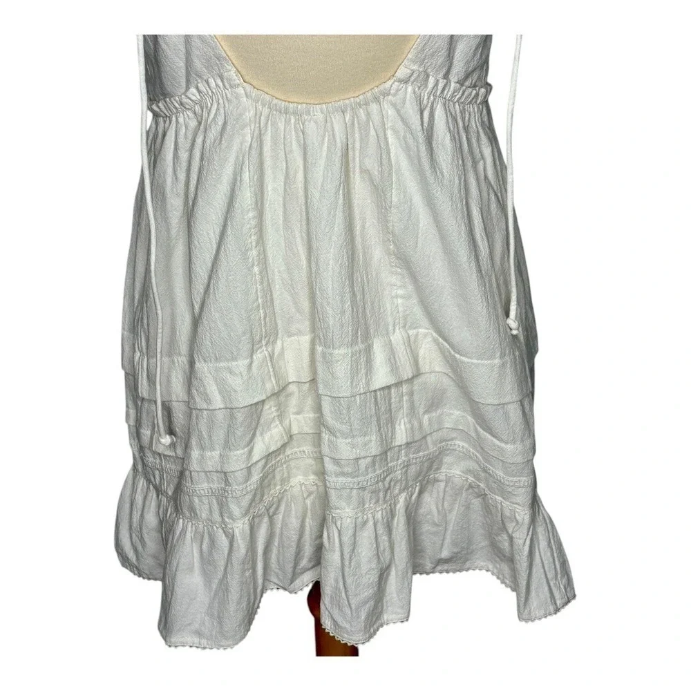 Free People Adella Mini‎ Dress Womens Small Ivory White Boho Open Back Button